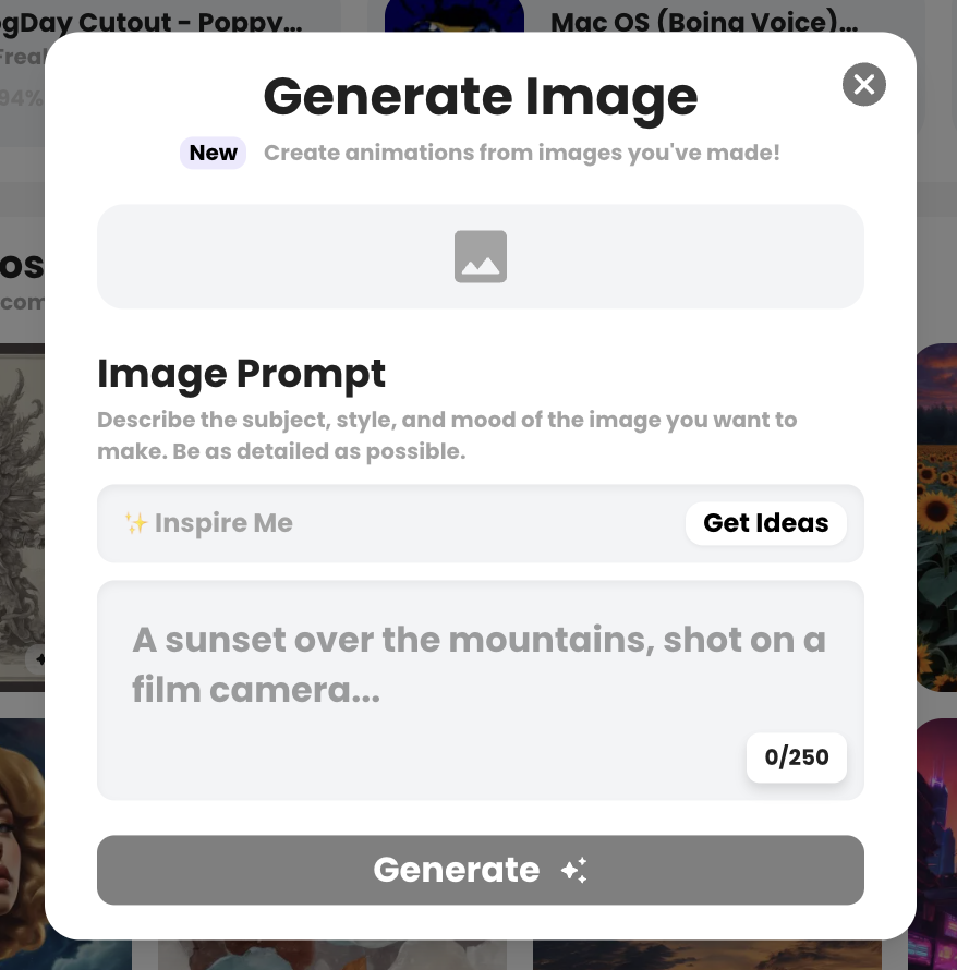 Image Creation Modal