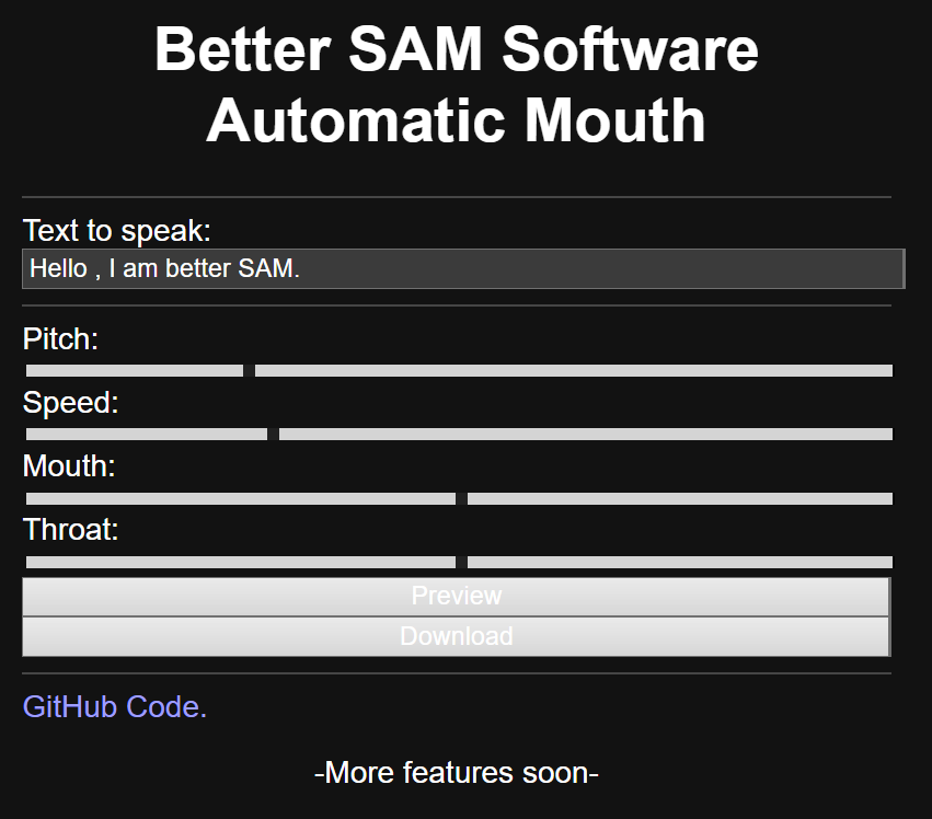 Sam tts generator